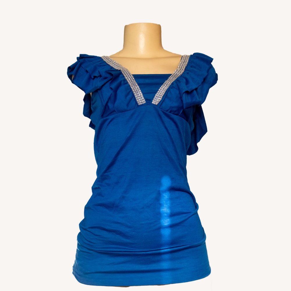 Blue Blouse small rhinestones